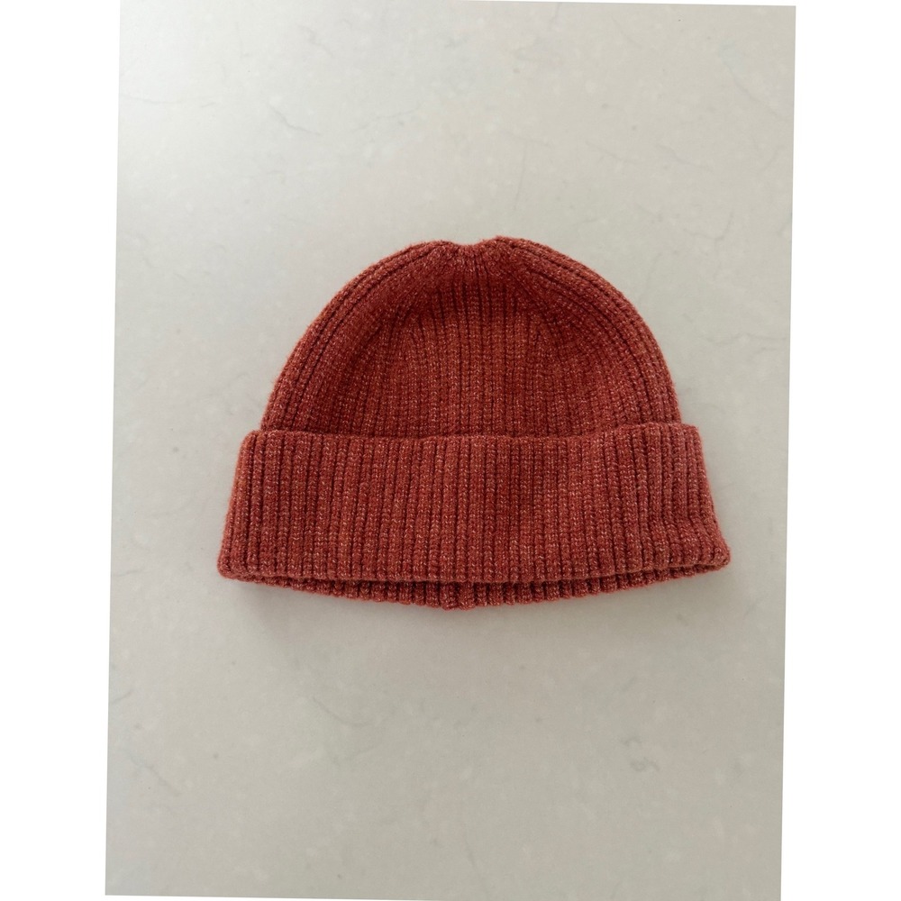 Universal Thread Rust Orange Ribbed Knit Cuffed Beanie Cotton Blend VN1140163